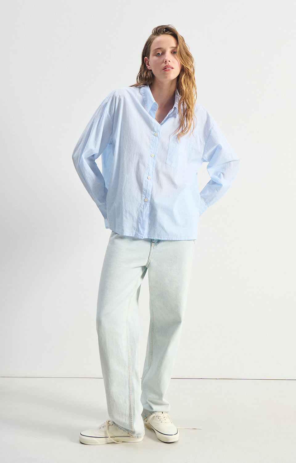 Eluabird Bluse Rayures Bleu Bild 4