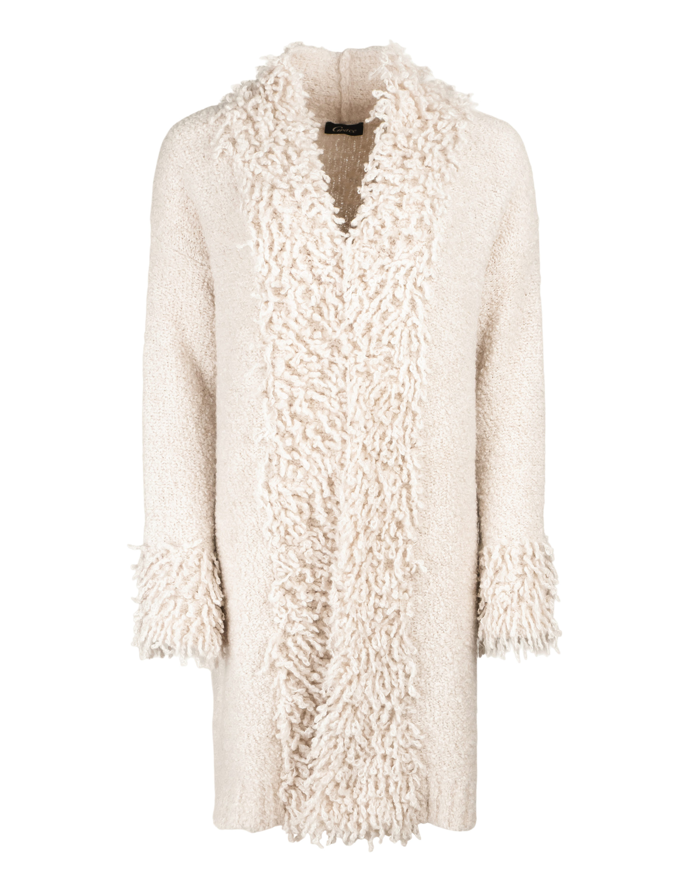 Boucle Strickjacke mit Fransen 103 cream Bild 1