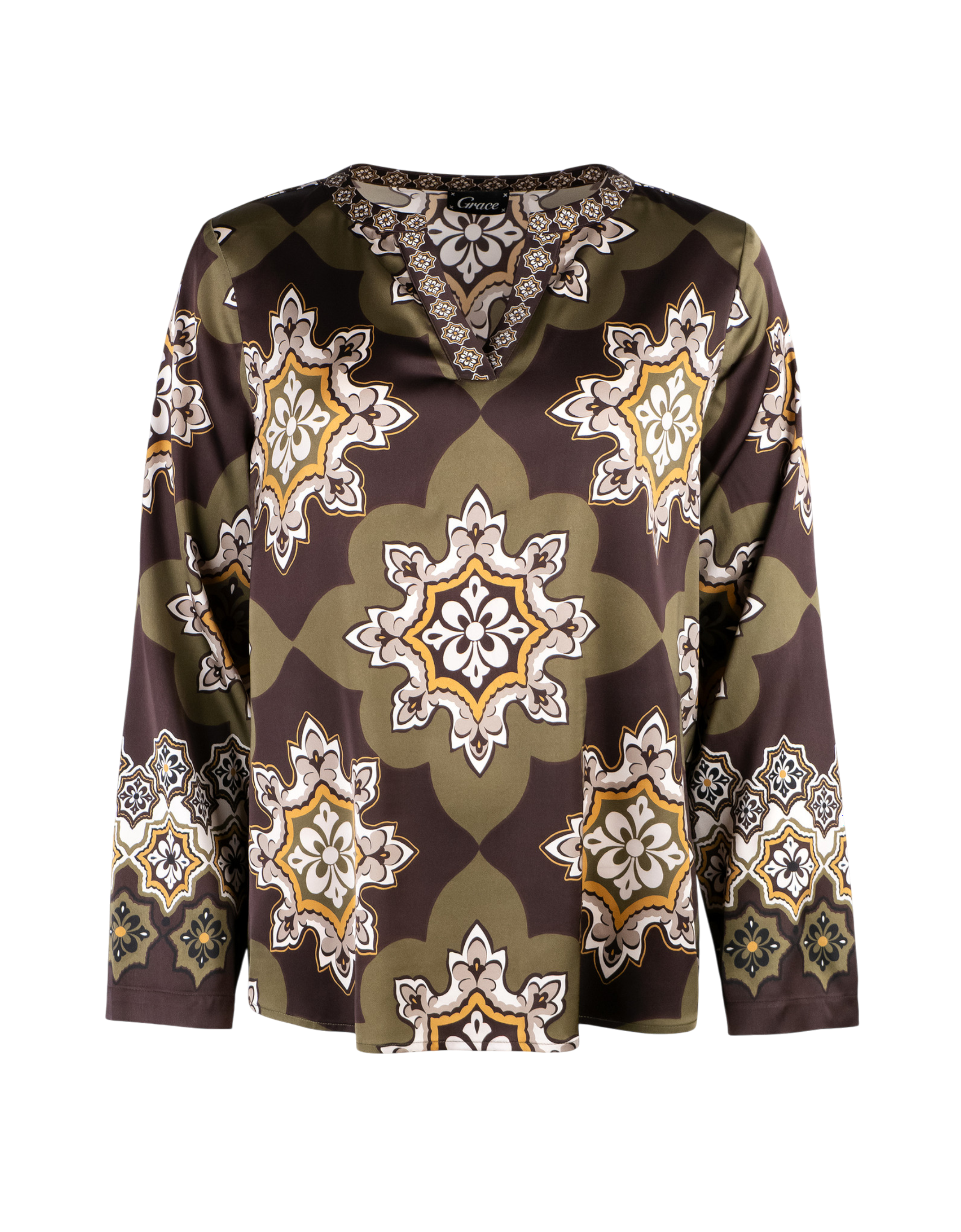 Milano Satinbluse 830 olive Bild 1