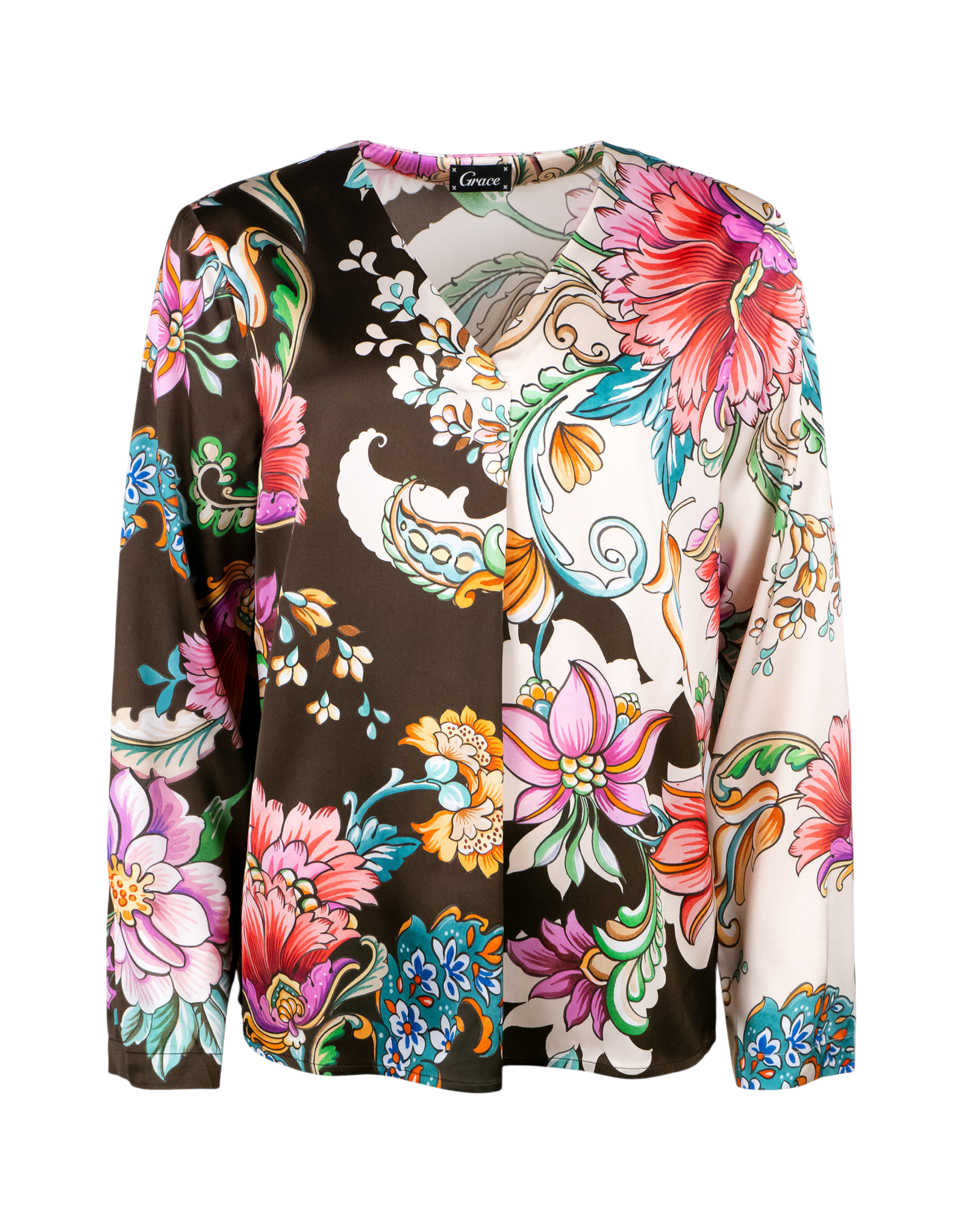Mona Satinbluse 126 brown Bild 1