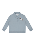 Dackel Langarm Strick-Poloshirt blue Bild 1