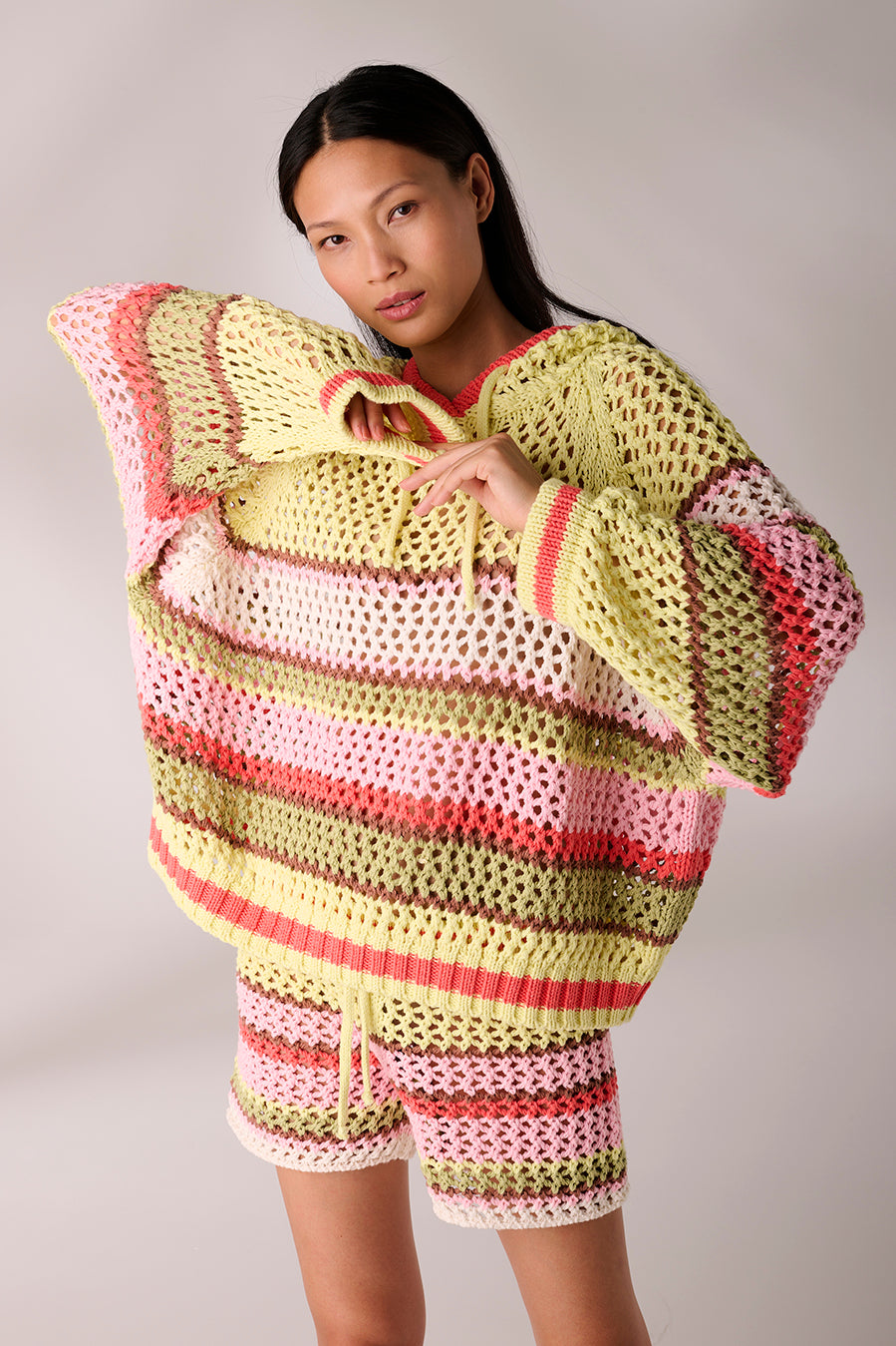 Crochet Hoodie Stripe Limette Bild 2