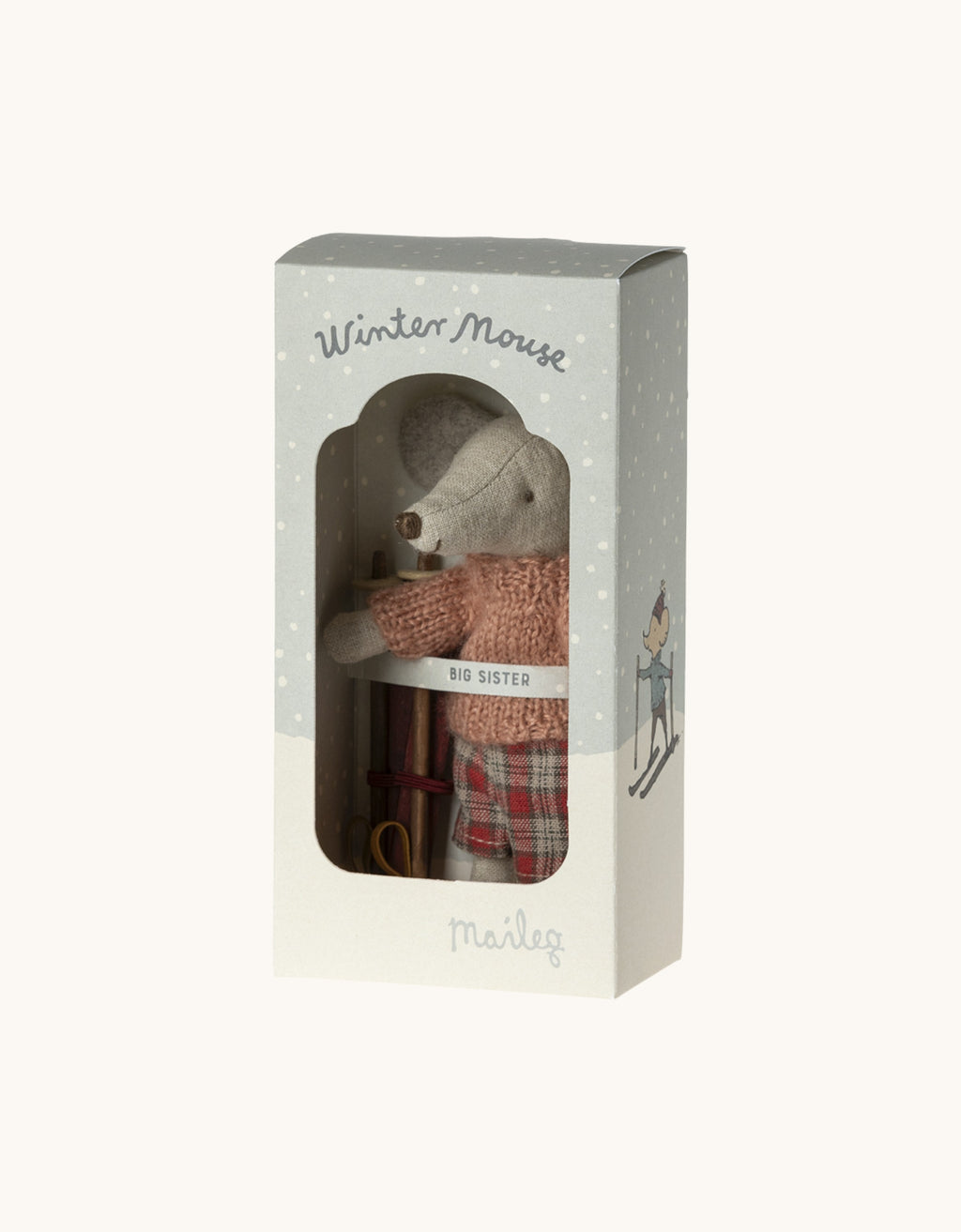 Wintermaus mit Skiset Schwester Bild 2