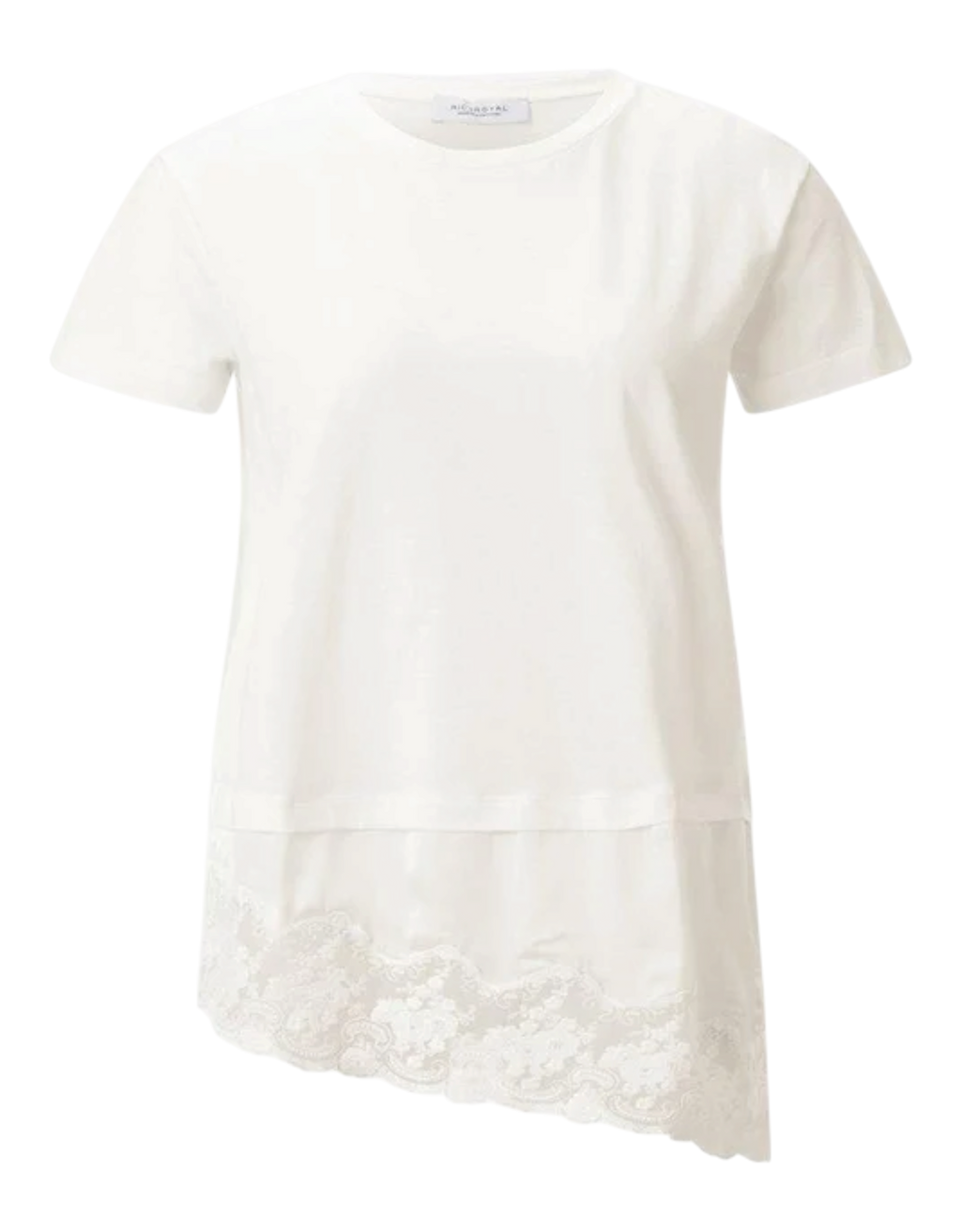 Baumwollshirt mit Spitzensaum 113 weiß Bild 1