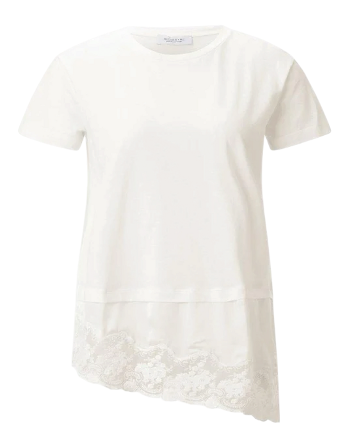 Baumwollshirt mit Spitzensaum 113 weiß Bild 1
