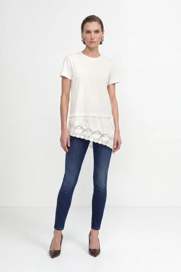 Baumwollshirt mit Spitzensaum 113 weiß Bild 2