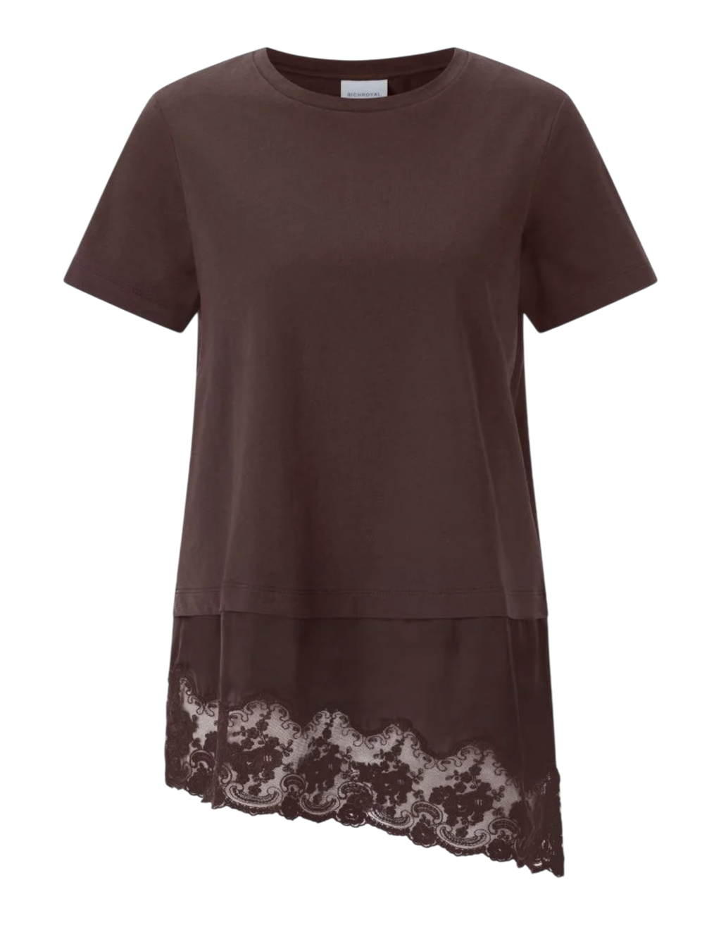 Baumwollshirt mit Spitzensaum 298 braun Bild 1