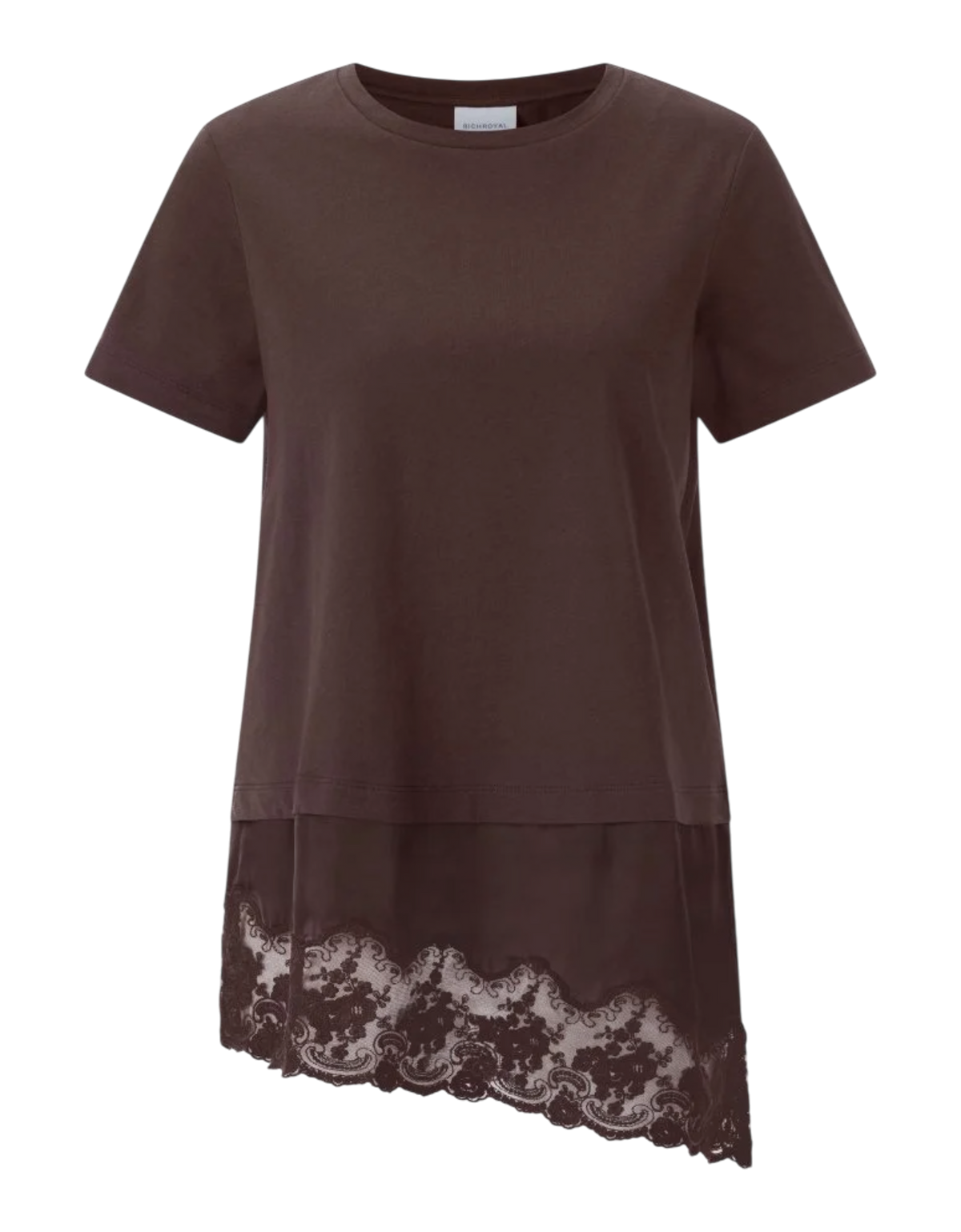 Baumwollshirt mit Spitzensaum 298 braun Bild 1