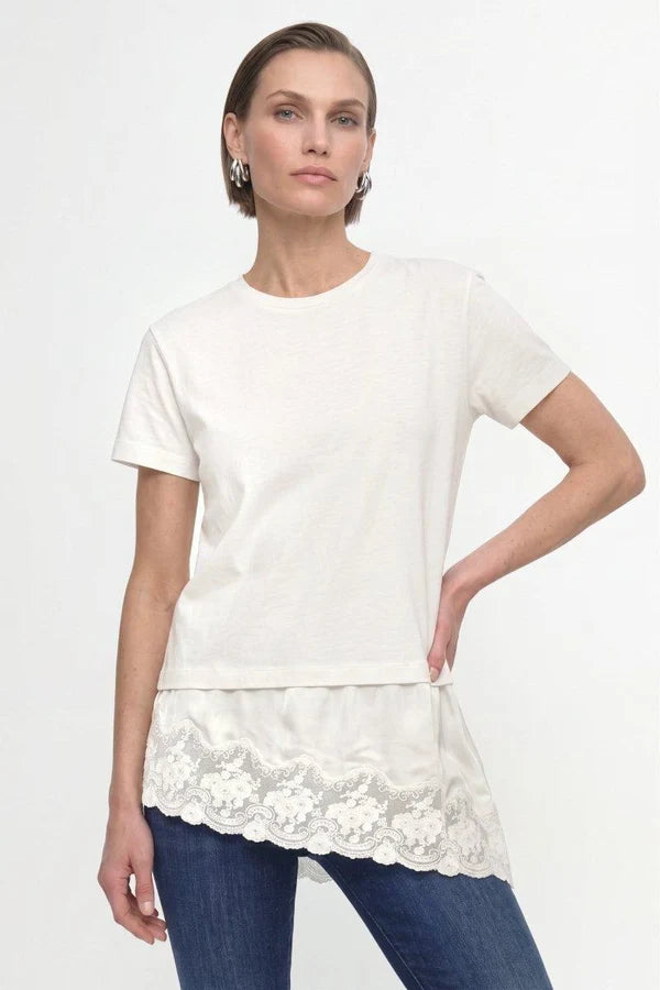 Baumwollshirt mit Spitzensaum 113 weiß Bild 5