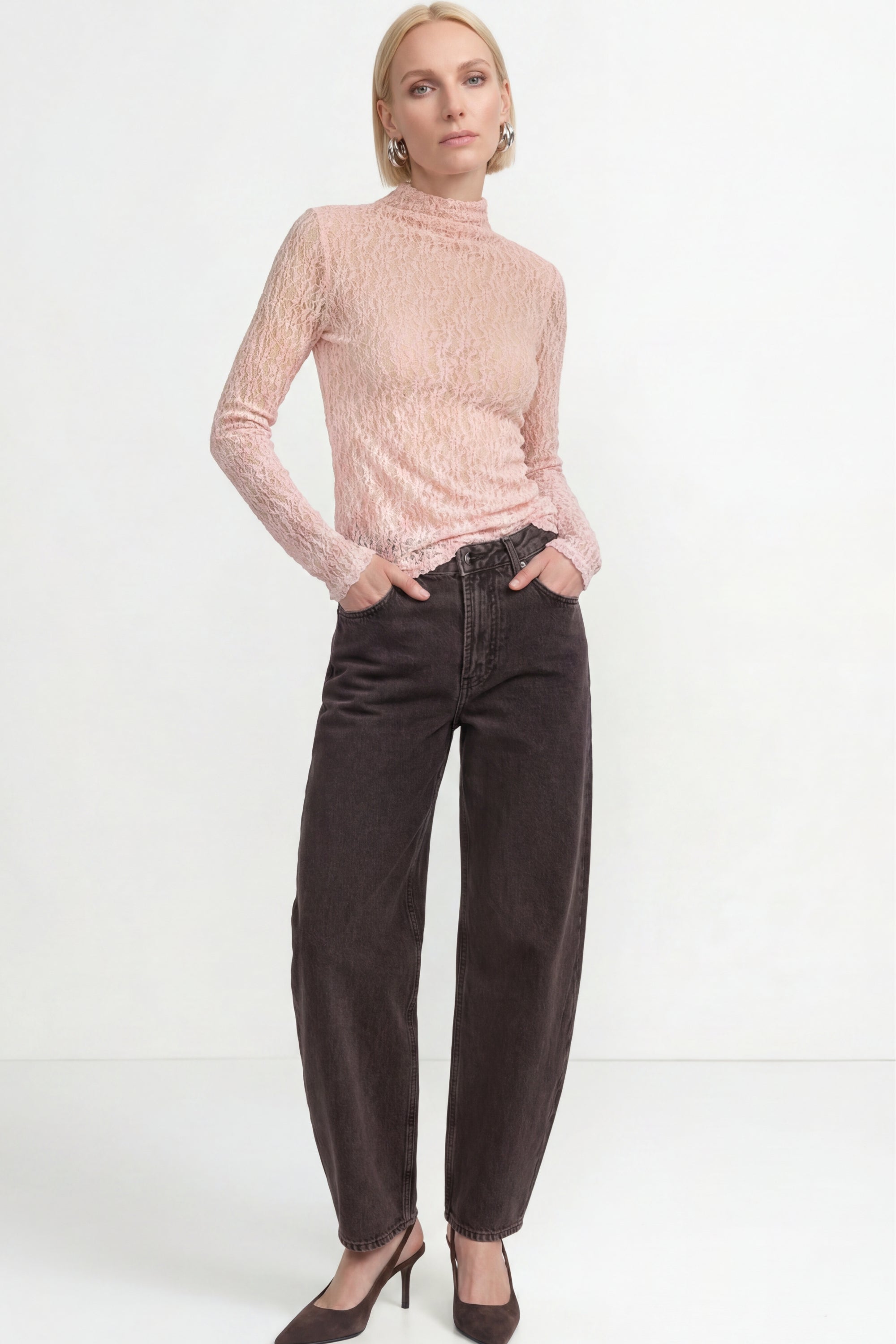 Longsleeve mit Spitzenmuster 607 rose Bild 2