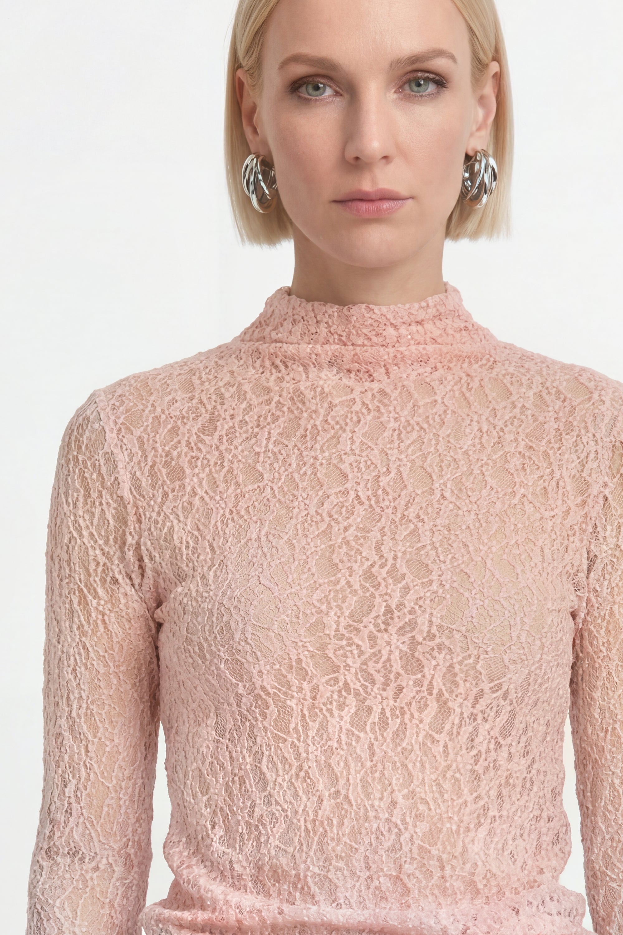 Longsleeve mit Spitzenmuster 607 rose Bild 5