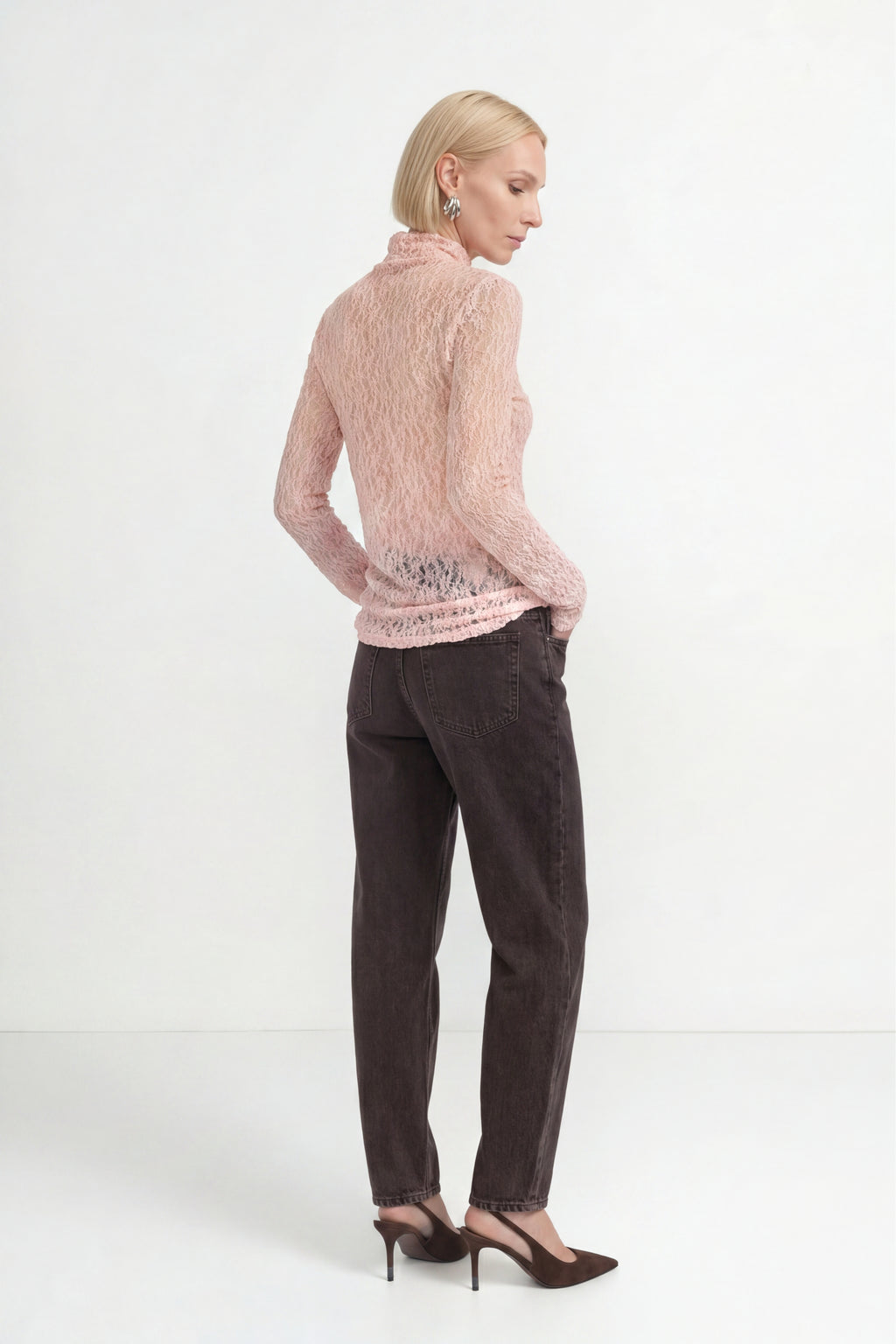 Longsleeve mit Spitzenmuster 607 rose Bild 6