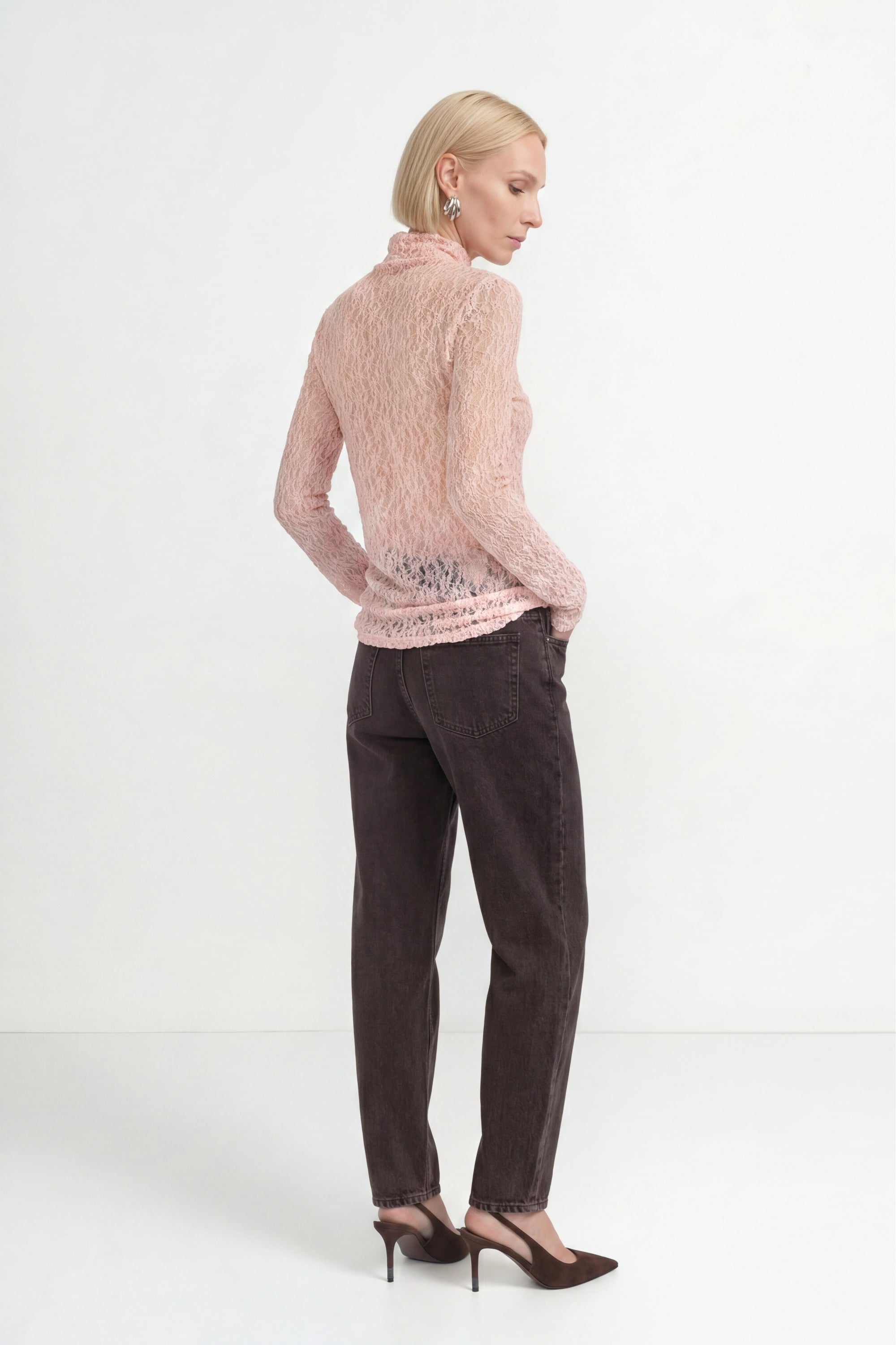 Longsleeve mit Spitzenmuster 607 rose Bild 6