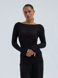 Cotton Boat Neck Black Bild 1