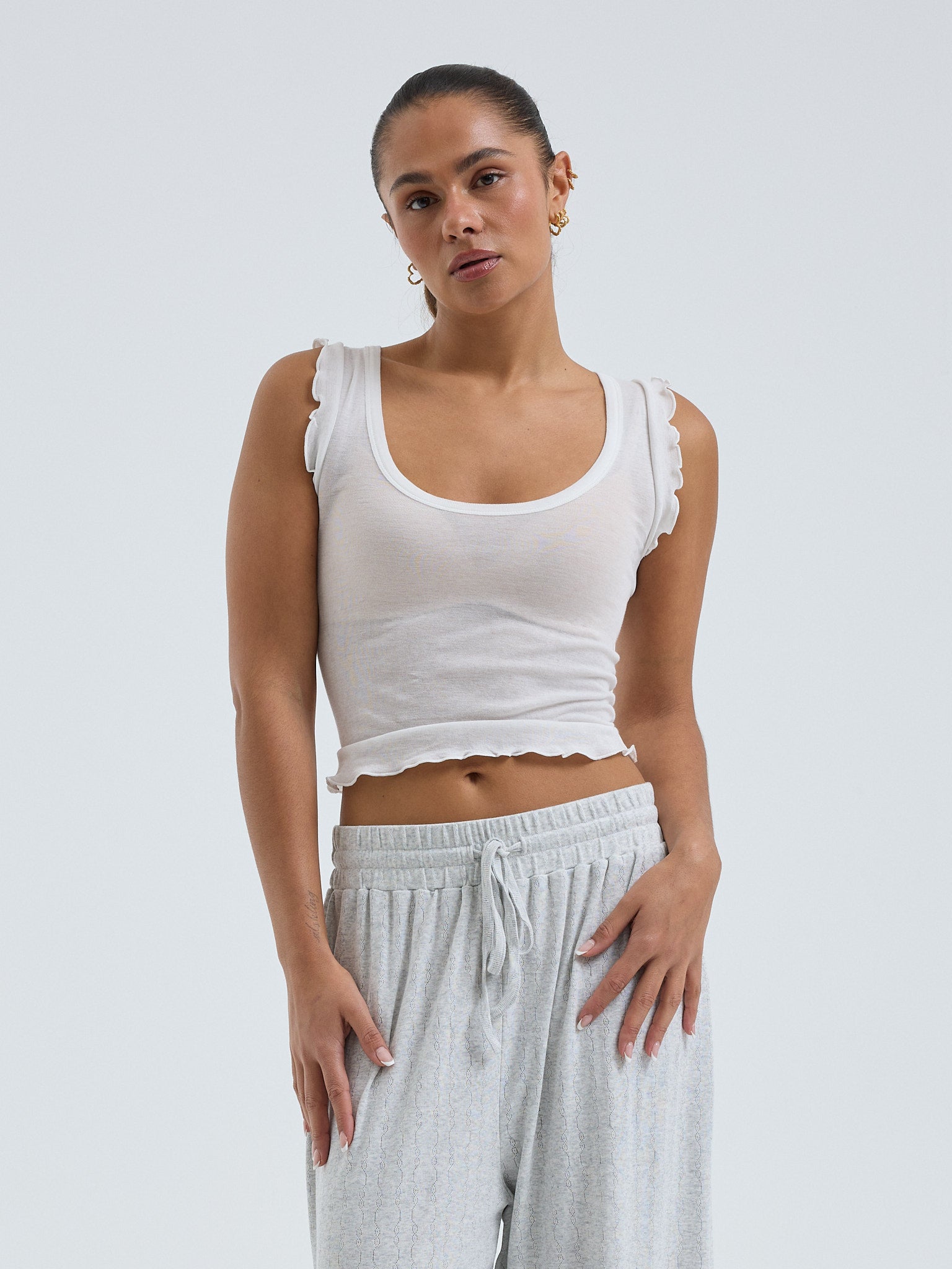 Cotton Crop Top Off-White Bild 1