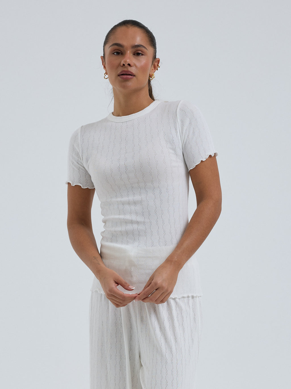 Jacquard Short Sleeve Off-White Bild 1