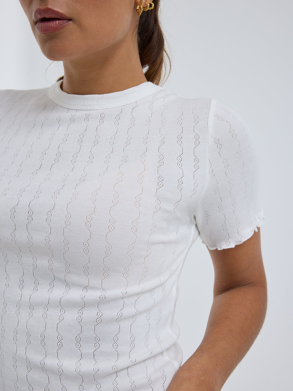 Jacquard Short Sleeve Off-White Bild 3