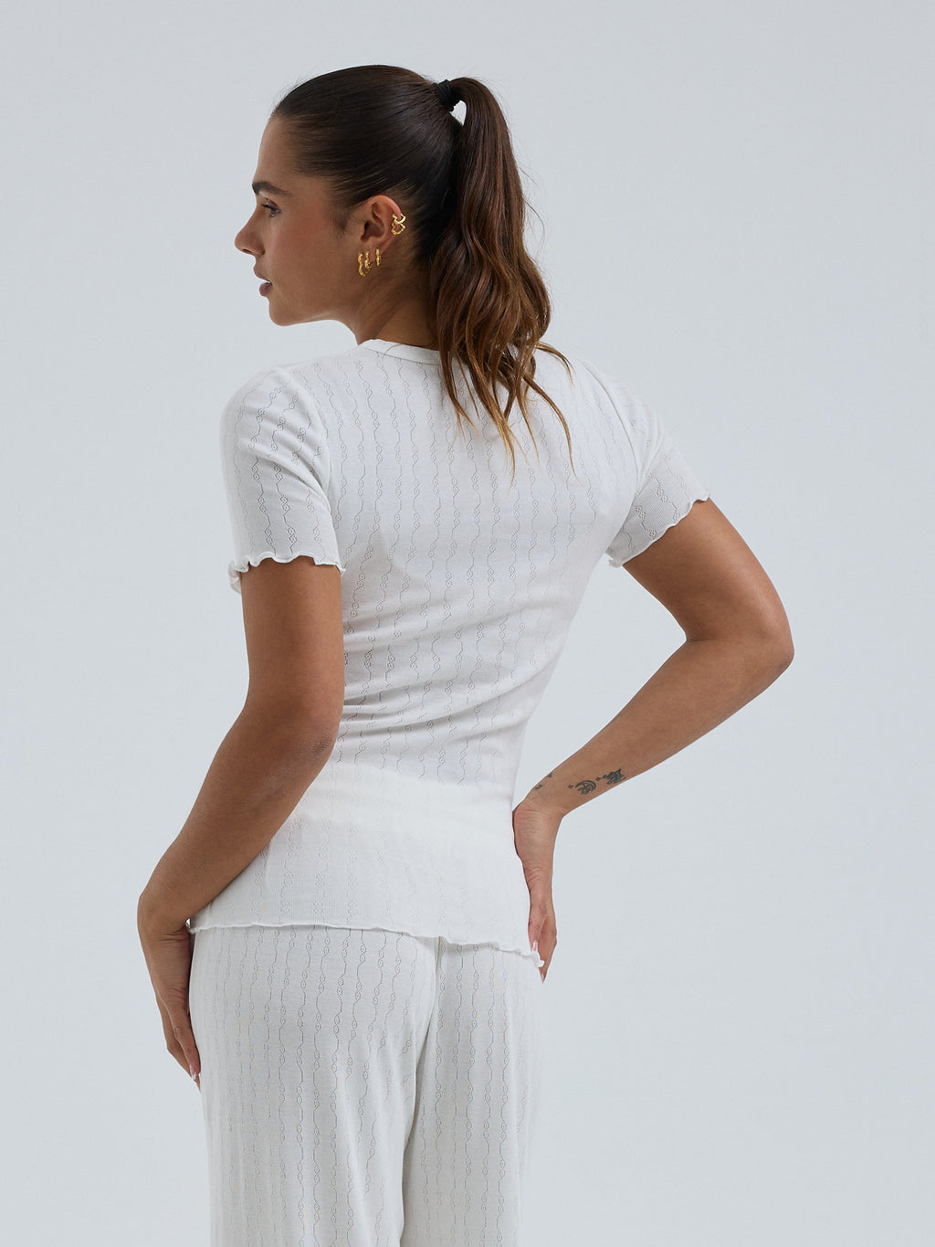 Jacquard Short Sleeve Off-White Bild 6