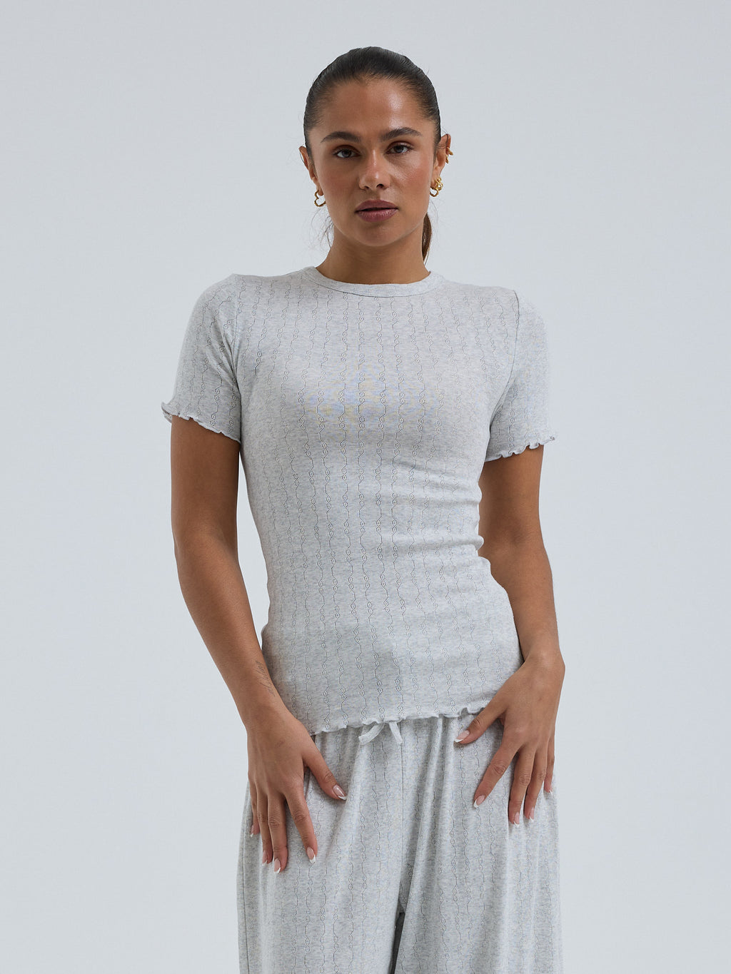 Jacquard Short Sleeve grey melange Bild 1