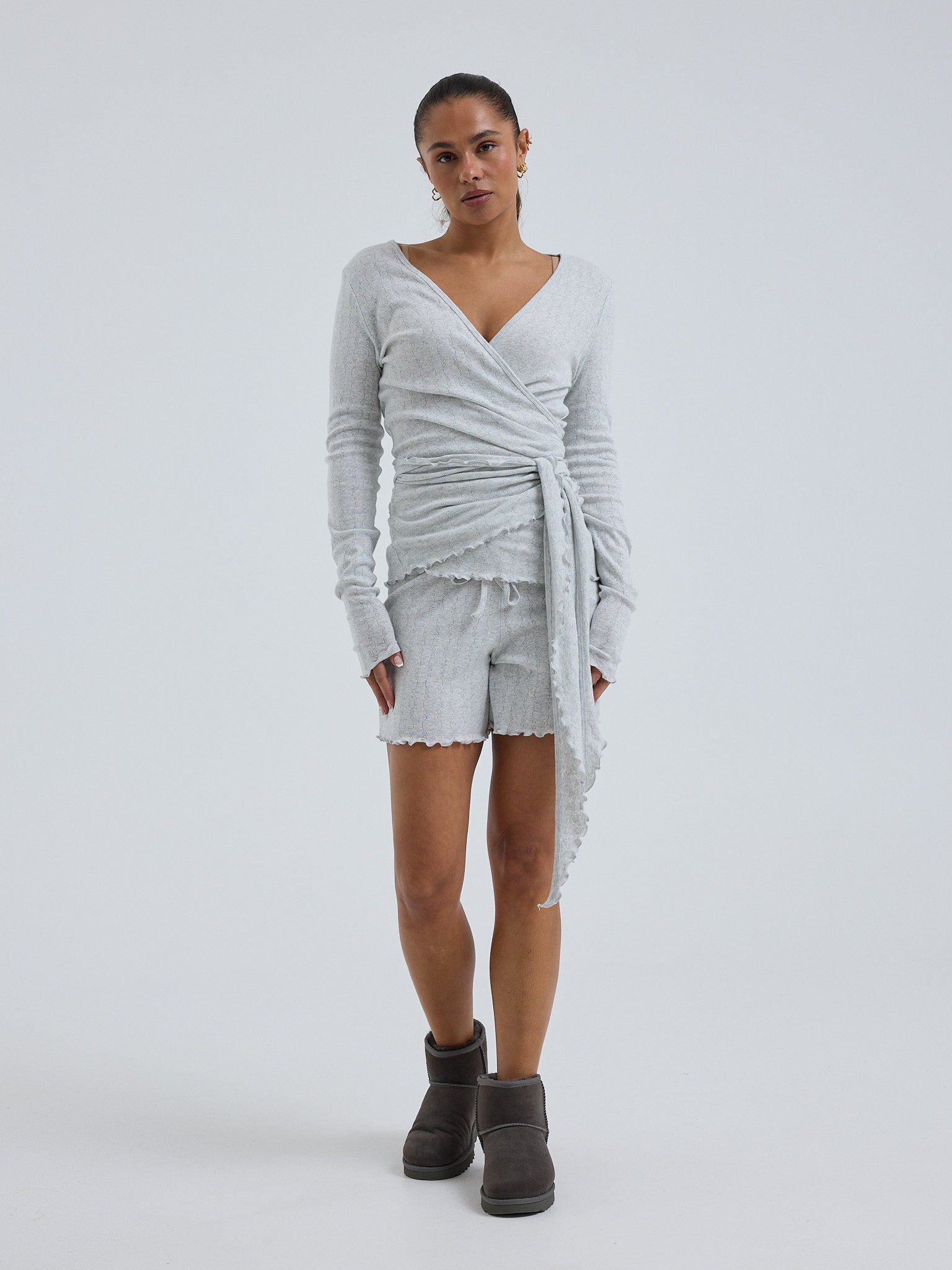 Jacquard Shorts grey melange Bild 5