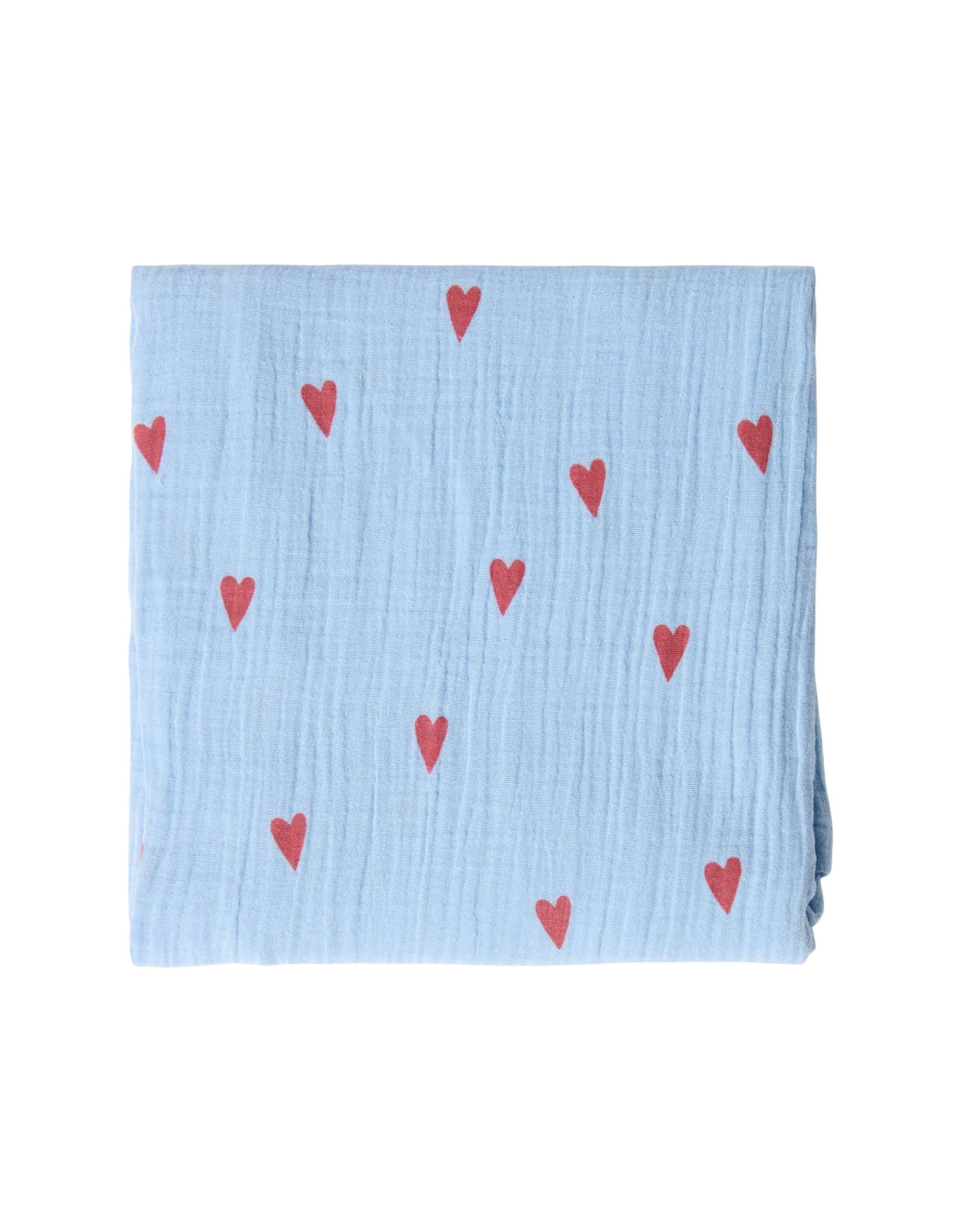 Musselintuch Large Light Blue Hearts Bild 2